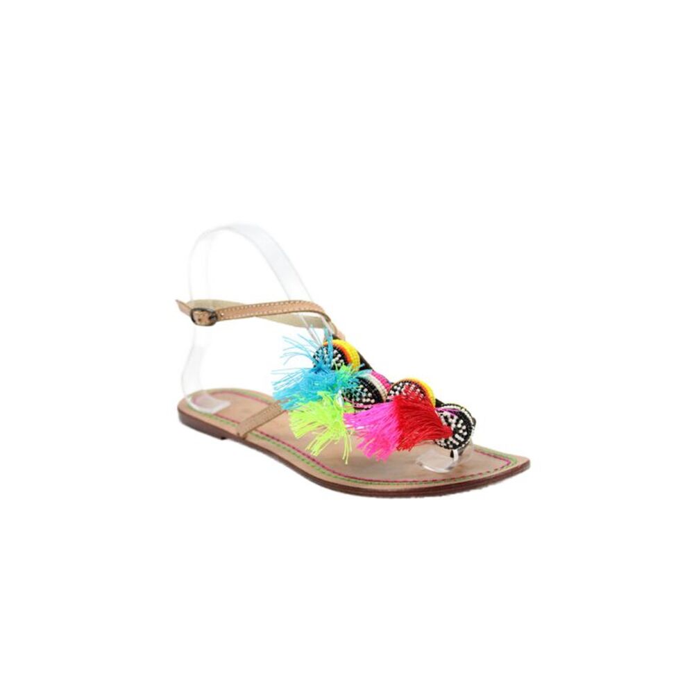 Maliparmi Womens Beaded Embellished Flat Thong Sandals Shoes Multicolor Size 8